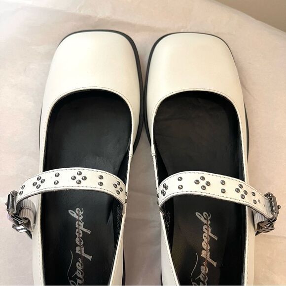 Free People Round Toe Rumor Mary Jane White Leather Size 6.5 New In Box - Picture 7 of 9